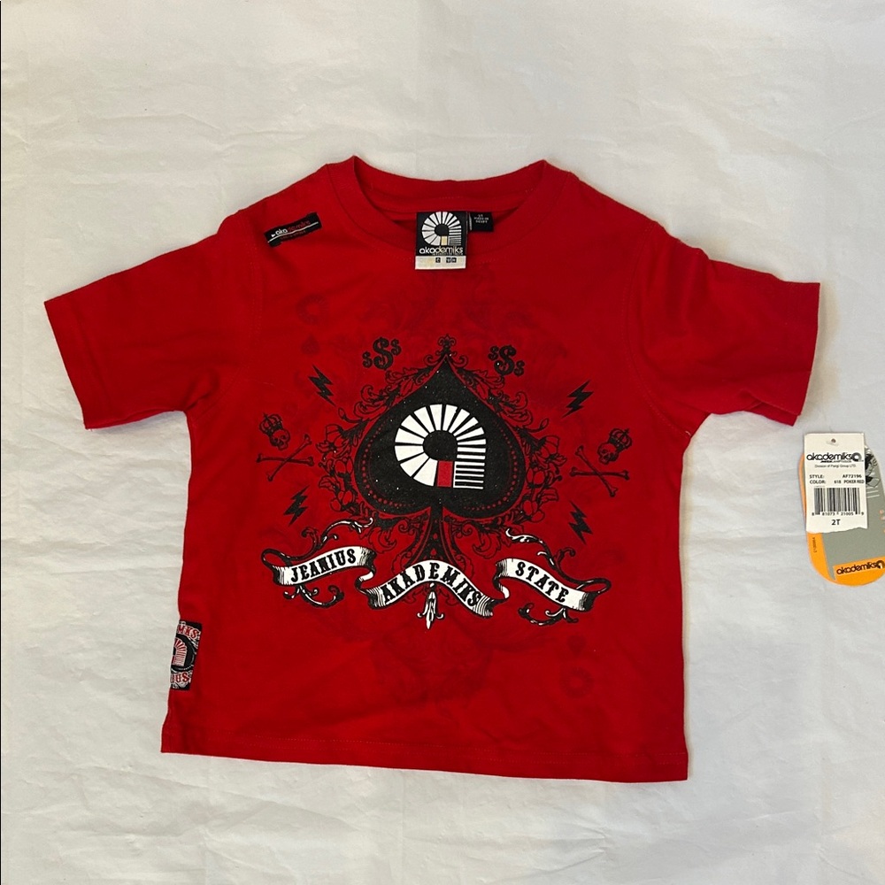 Akademiks Vibrant Red Kids Tee with Graphic Design